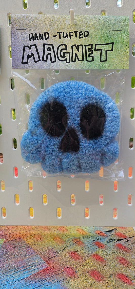 Softy Blue Skull Tufted Magnet